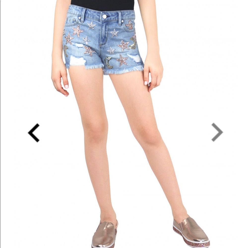 Tractr Girls Star and Moon Denim Shorts